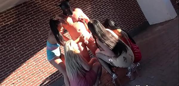  Masked guy humiliated by dominant bitches
